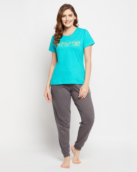 Clovia Cotton Sleep Shirt - Green