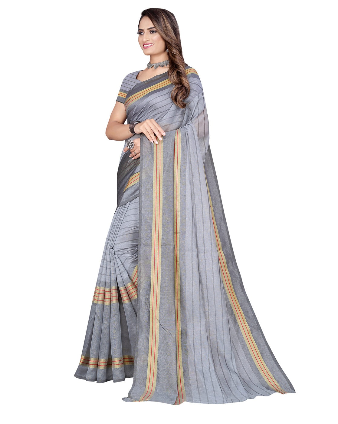 Buy Grey Sarees for Women by Florence Online | Ajio.com