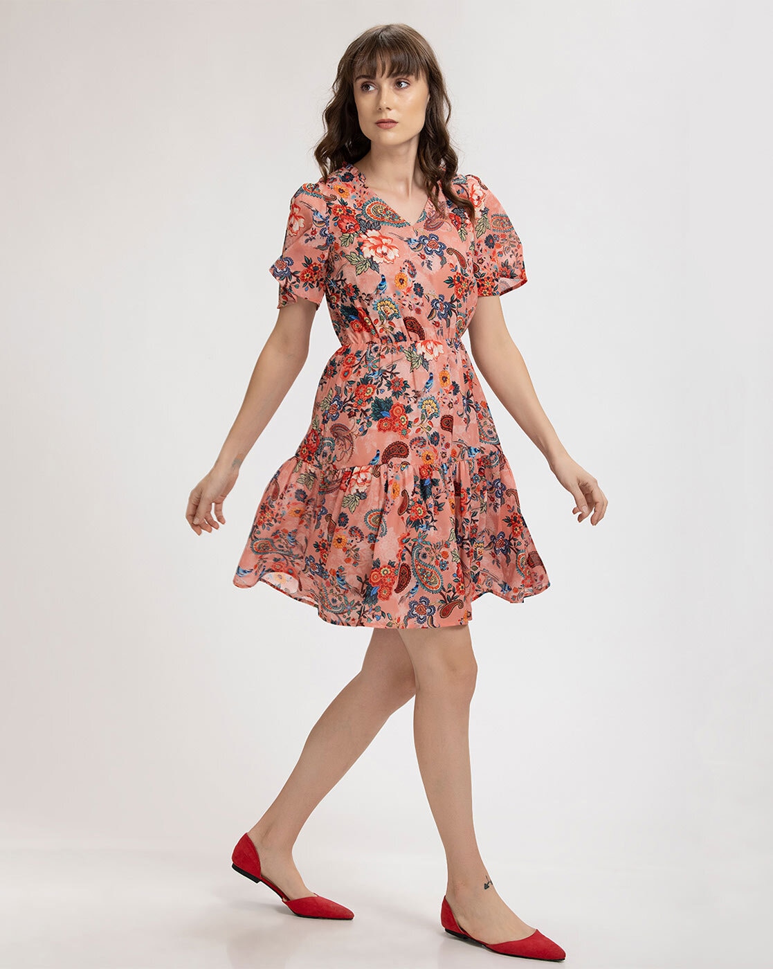 Oasis peach outlet dress