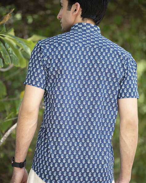 Buy Blue Cotton Half Jaipuri Print Shirt For Men Online, Tistabene -  Tistabene