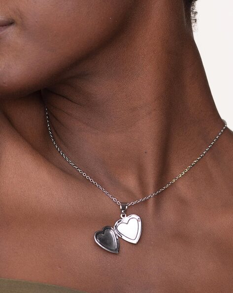 Buy Palmonas Silver Heart Locket Necklace Online At Best Price @ Tata CLiQ