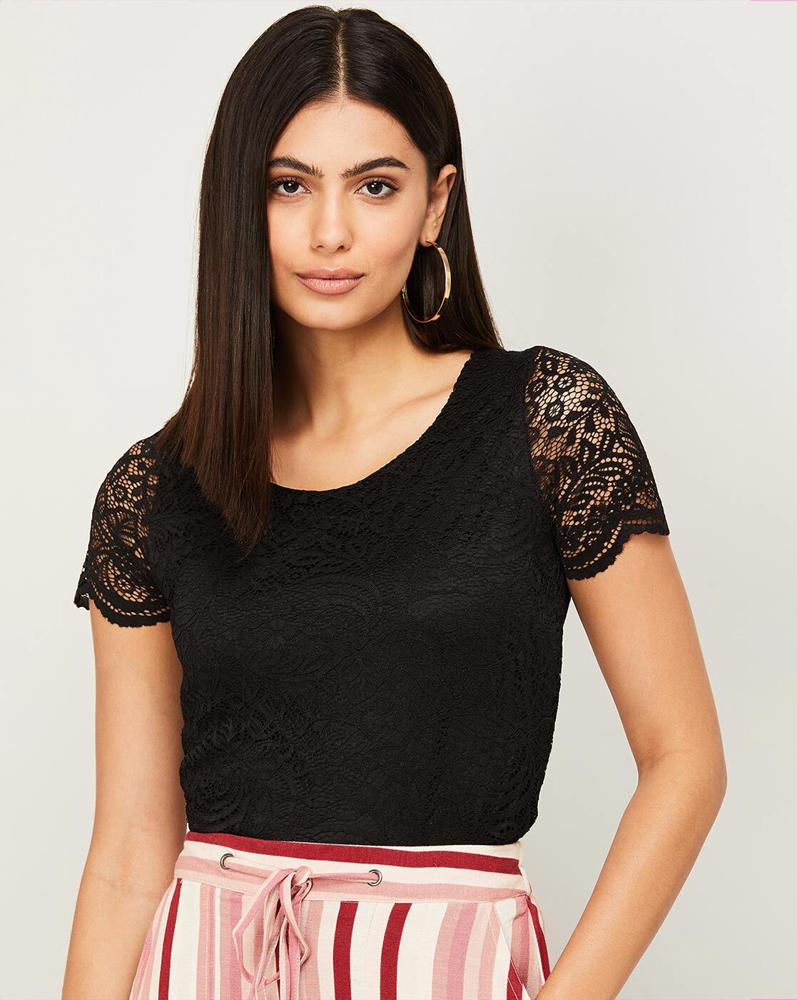 Buy LIVE THE DREAM IN BLACK LACE TOP for Women Online in India