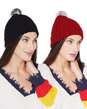 bharatasya Pack of 2 Knitted Beanie Caps-picture-49