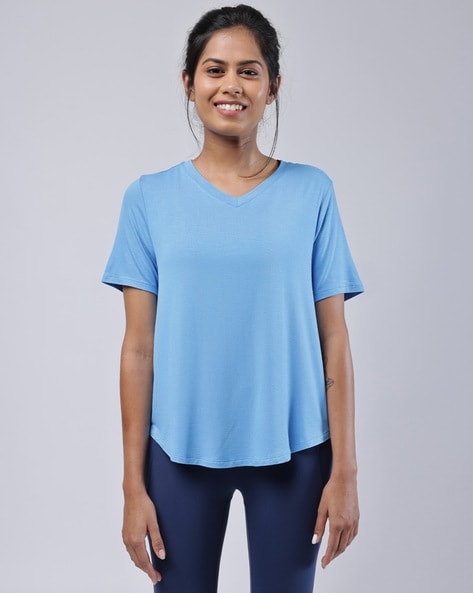 BlissClub Solid Women Round Neck Navy Blue T-Shirt - Buy BlissClub Solid  Women Round Neck Navy Blue T-Shirt Online at Best Prices in India