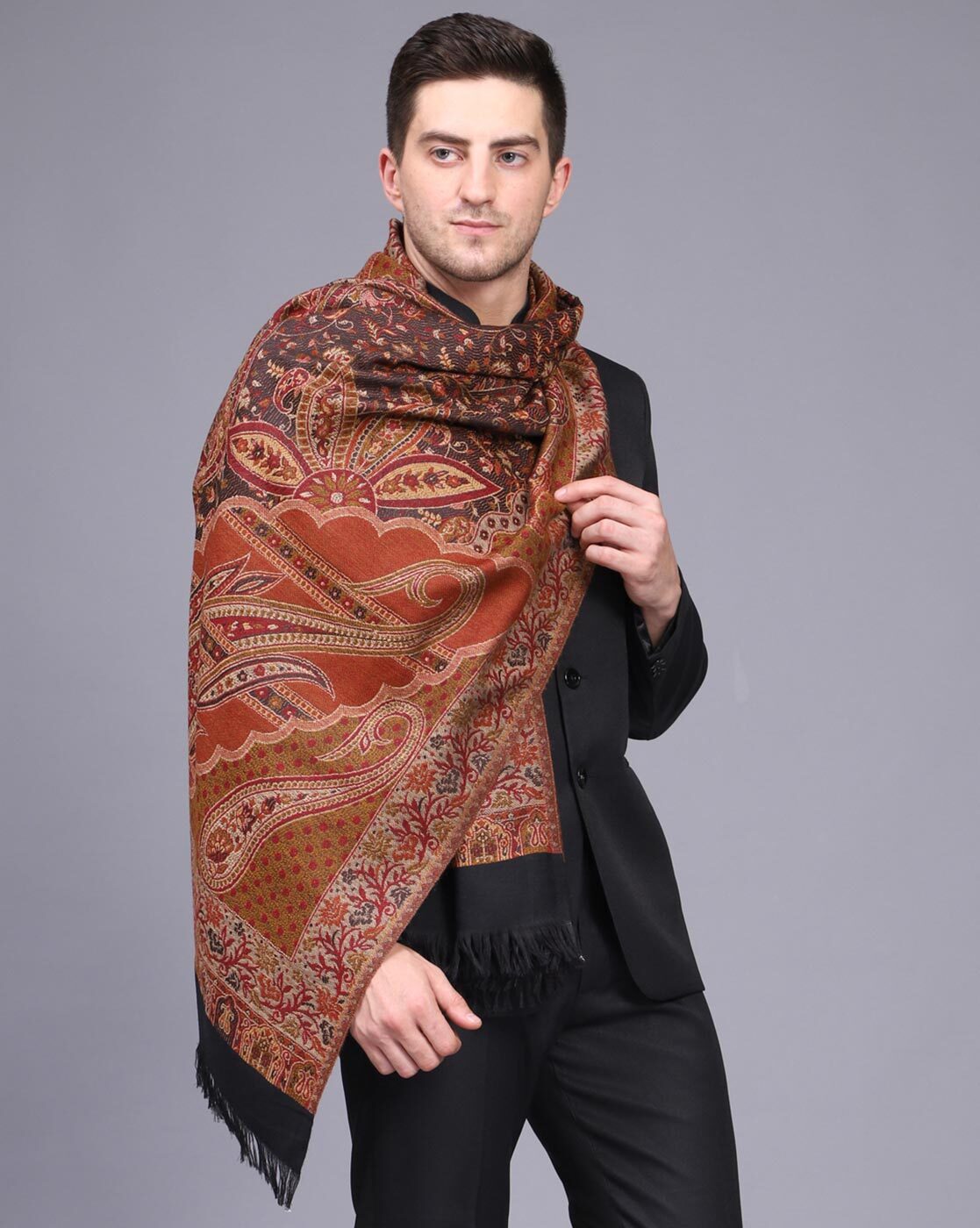 Buy Black Shawls & Wraps for Men by Weavers Villa Online