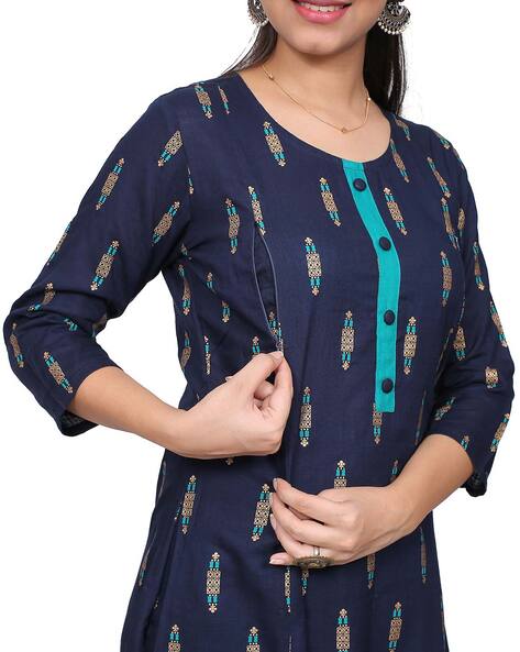 Zip neck design outlet kurti