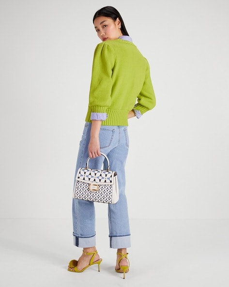 Buy KATE SPADE Dragonfly Embellished Sweater | Lime Zest Color 