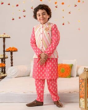 pspeaches Floral Print Kurta Pyjamas Set with Jacket-picture-52
