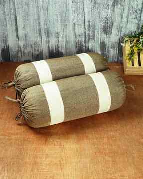 Set of 2 Colourblock Jute Bolster Covers 15" x 30"-image-31
