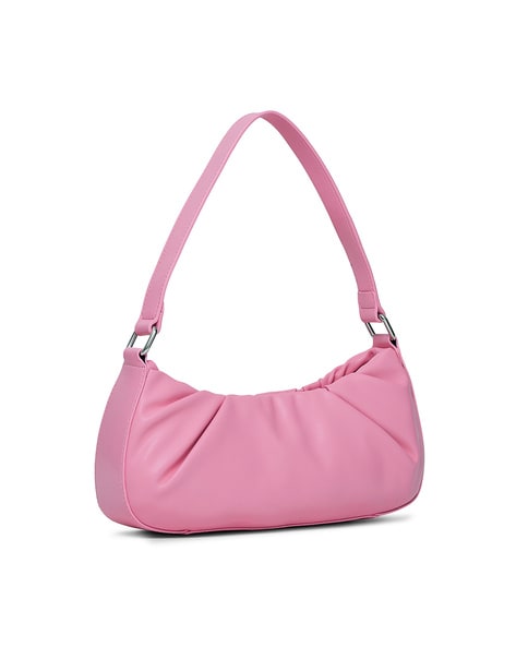 Pink ruched best sale shoulder bag