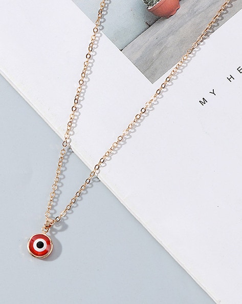 Buy Red Evil Eye Necklace 18k Gold Plated Evil Eye Red Pendant With 20 Inch  Chain Online in India - Etsy