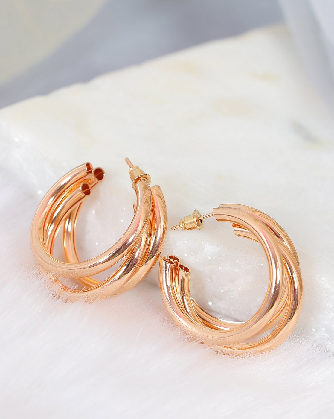 Classic Eternity Diamond and Rose Gold Hoop Earrings