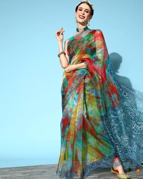 Buy Sky blue Sarees for Women by NANDA SILK MILLS Online | Ajio.com