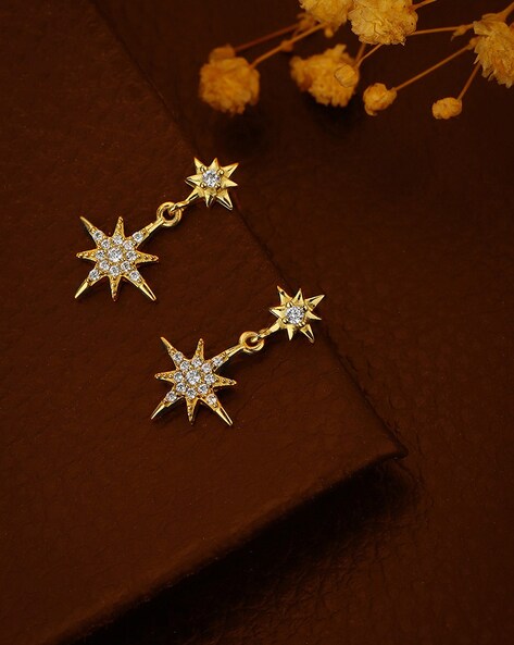 9ct Yellow Gold Star Drop Earrings