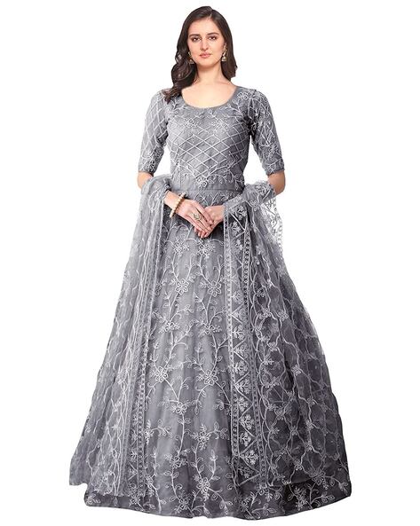 Grey color designer gown with dupatta at Rs.500/Piece in surat offer by  syndrella