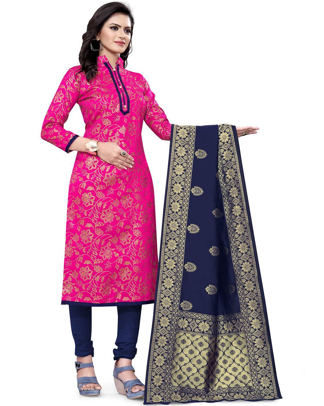 Shanaya Designer Studio - Navy blue embroidery patch anarkali dress with  lace pink dupatta #fashion#customised#navyblue#embroidery#patch#anarkali# dress#pink#lace#dupatta#indianwear#classy#chic#colourcombination#fashionblog#DM  for orders and inquiries ...