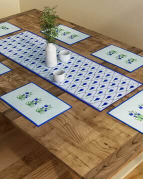 sej by nisha gupta Set of 6 Floral Print Table Placemats & Runner-picture-37