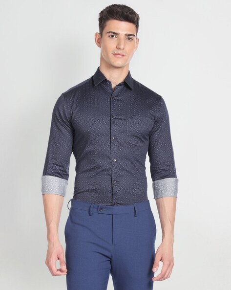 Buy Navy Blue Classic Shirt For Men's Online | Beyours