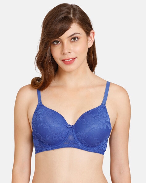 Buy Zivame Rosaline Padded Non Wired 3-4th Coverage Lace Bra