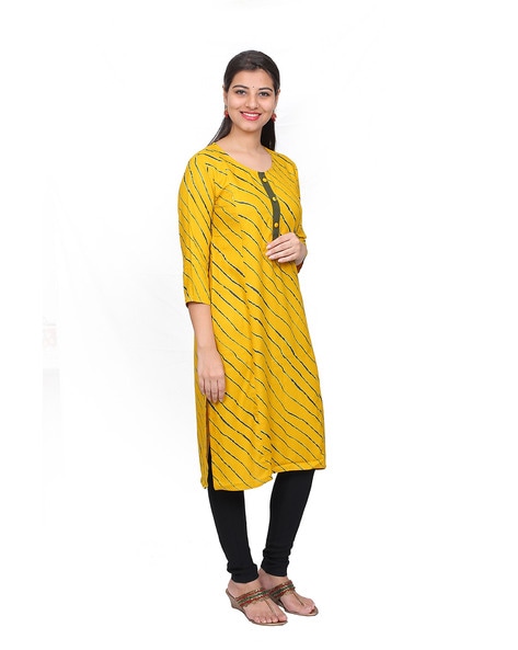 Buy Milky Mom Women's Soft Reyon Tie and Dye Straight Cut Feeding Kurti,  Maternity Kurti with Both Side Invisible 12 Inch Zip (Yellow) (Medium) at  Amazon.in