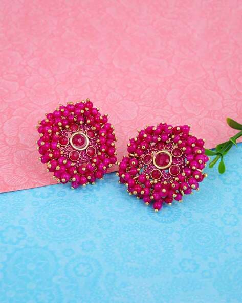 Mother Of Pearl Earrings With Flower Stud