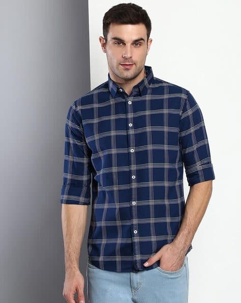 Buy Navy Blue Shirts for Men by DENNISLINGO PREMIUM ATTIRE Online