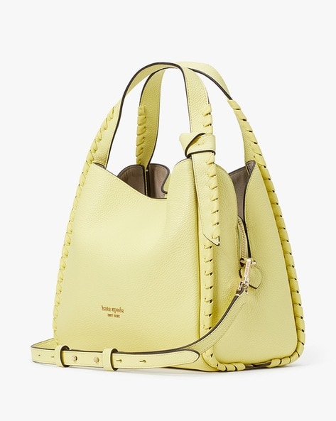 Kate Spade Yellow Leather Large Two Handle Footed Purse Handbag Tote | eBay