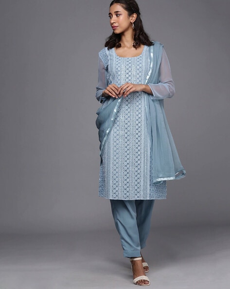 Kalamkari silk dress material Model 3 [D31114007] – DressesForWomen.IN