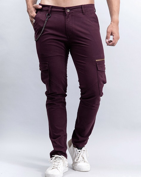 Flat-Front Mid-Rise Cargo Pants