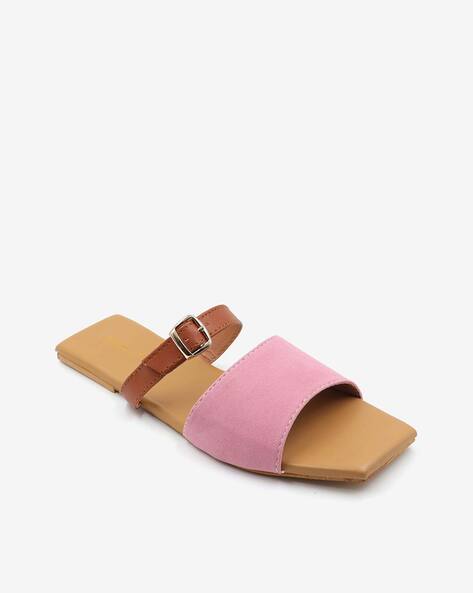 Square-Toe Slip-On Flat Sandals