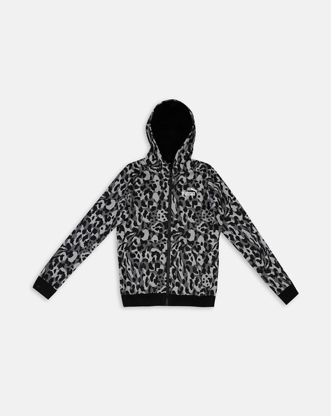 Leopard print zip up hoodie best sale