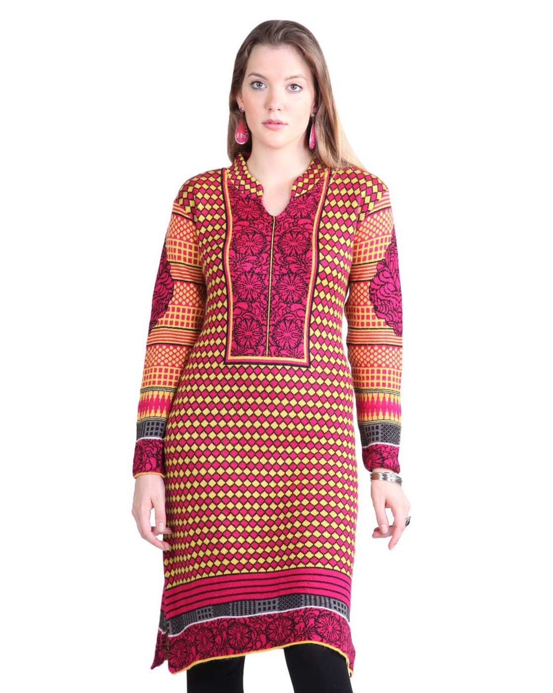 Yellow Knitted Acrylic Woolen Kurti at Rs 550 | Ladies Kurti in Ludhiana |  ID: 2851644542491