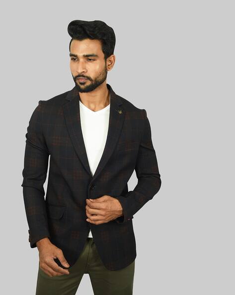 Checked Single-Breasted Blazer