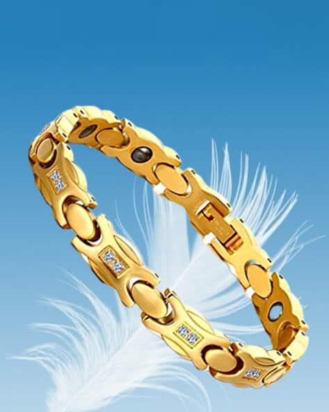 Magnetic Bracelet Electronic Bracelets For Couples Gold-Plated  Stone-Studded Link Bracelet With Bio-Magnetic Detail