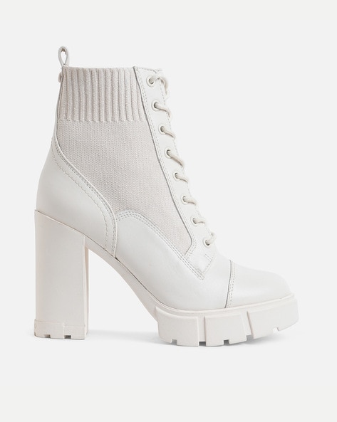 High Heel Lace Up White Martens Ankle Boots on Luulla