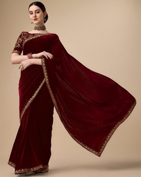 25+ Red Saree Designs to Wear on Your Karwa Chauth 2021 | Velvet saree,  Bride, Bridal saree