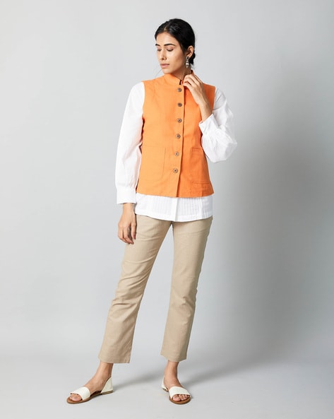 Sleeveless Brocade Short Jacket/Sadri For Women and Girls