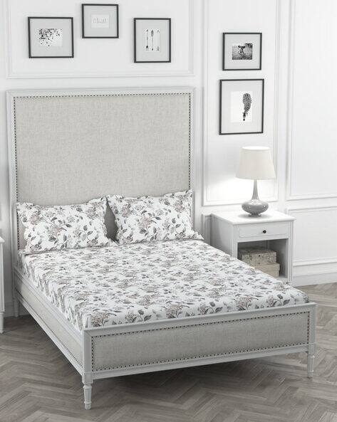 Rosarahome 200 TC Floral Print Double Bedsheets with Pillow Covers