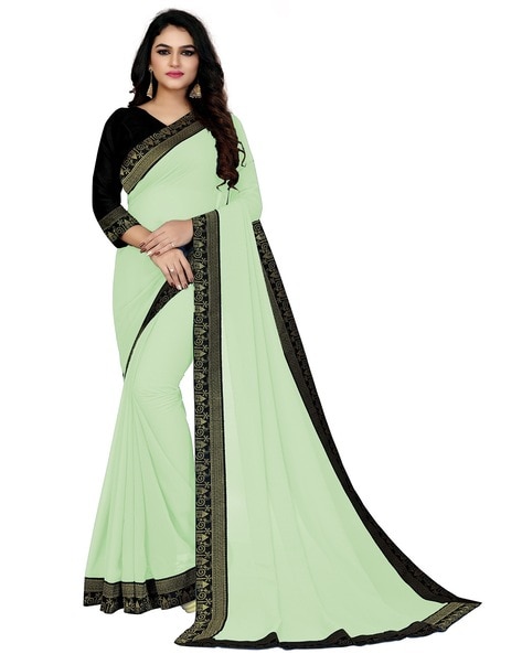 Pure Georgette Saree with Sequin Work Border – FashionVibes