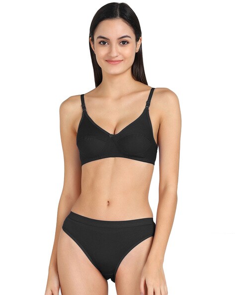 Love Bell Ladies Premium Cotton Bra and Panty Set - Bikini Set - Everyday  use and Beachwear (L / 34B, BLACK - Option 3) price in UAE,  UAE