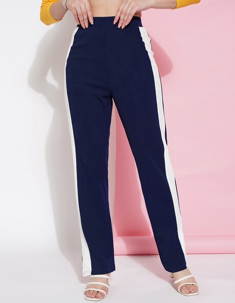 Boden Kew Side Stripe Tapered Trousers, Navy/Red at John Lewis & Partners