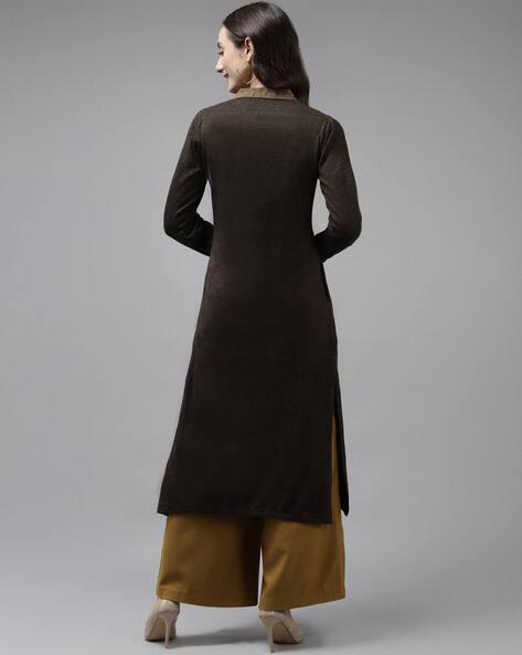 Brown Woolen Kurtas For Ladies Online Buy STADO Mud Brown Woolen