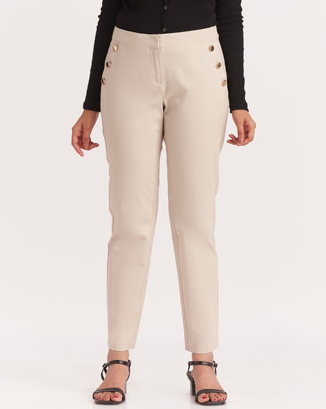 Buy Parx Cream Tapered Fit Trousers for Mens Online  Tata CLiQ