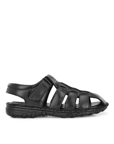 Mens black best sale leather sandals