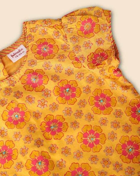 pspeaches Girls Magenta & Yellow Embroidered Ready to Wear Lehenga & Blouse  With Dupatta - Absolutely Desi