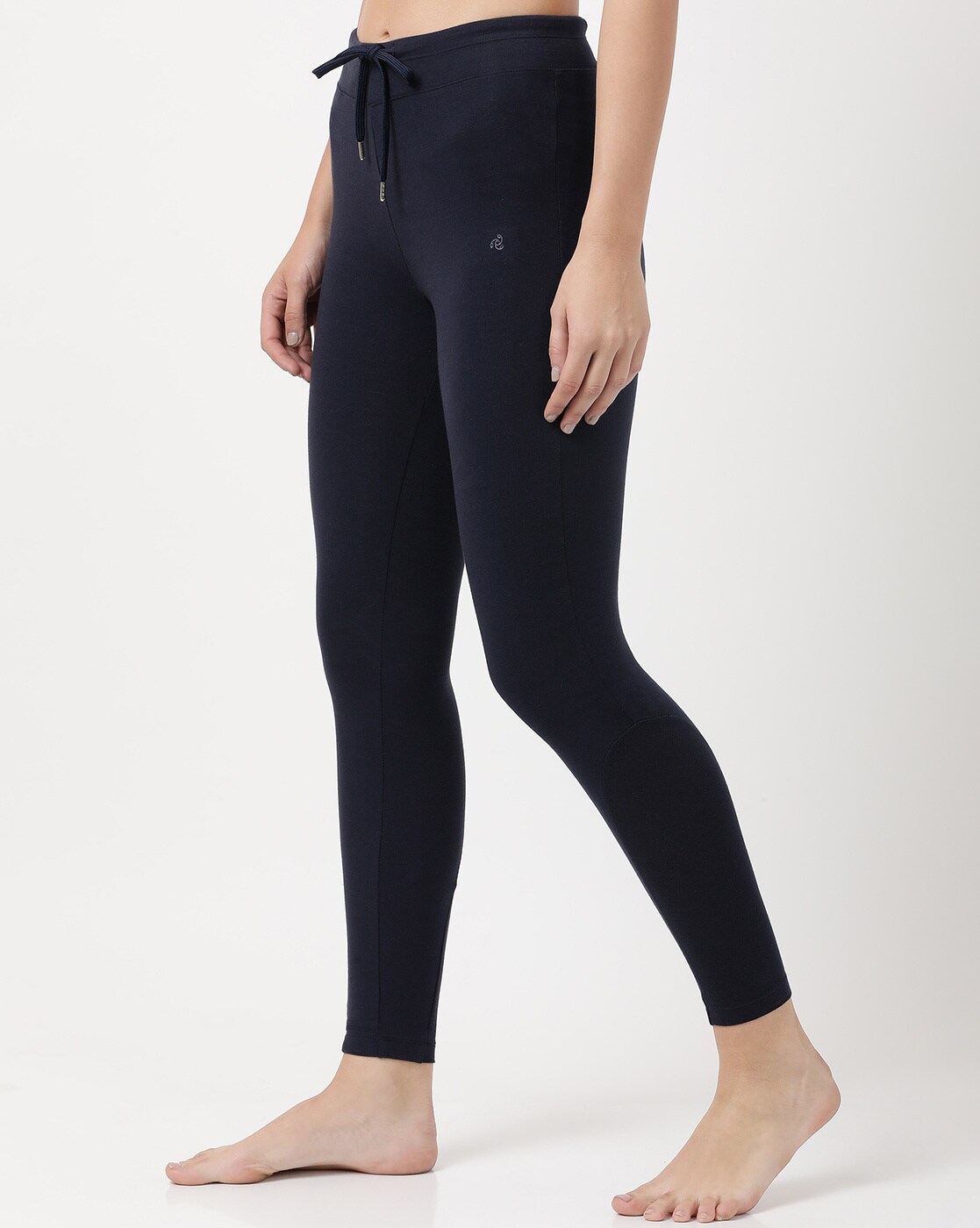 Buy Women's Rayon Nylon Elastane Stretch Treggings with Side Zipper Pockets  - Navy Blazer IW05