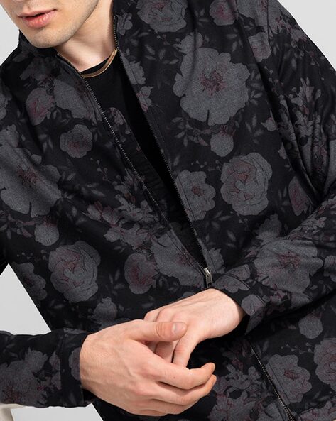 Buy Black Floral Printed Bomber Jacket Online - Label Ritu Kumar  International Store View