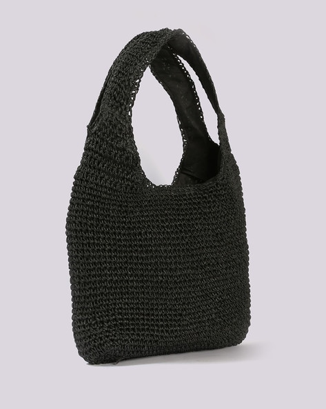 Black Crochet Tote Bag