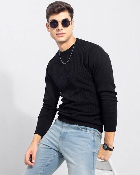 Crew-Neck Ribbed Hems Pullover