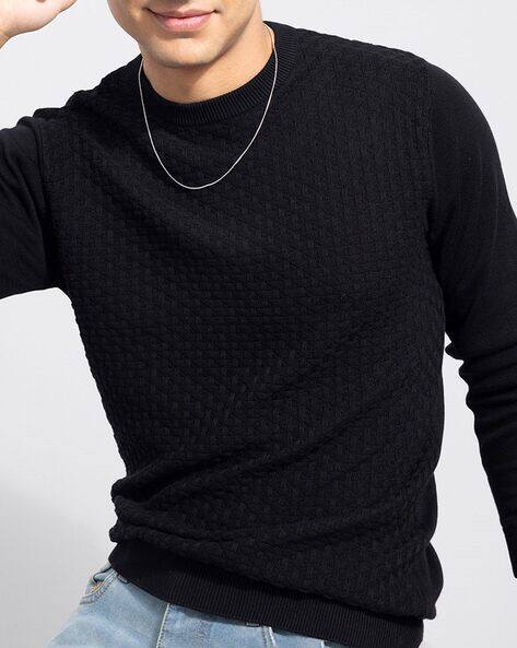 Crew-Neck Ribbed Hems Pullover